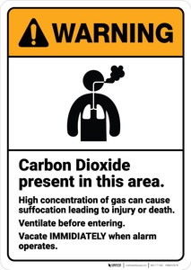 Warning: Carbon Dioxide Can Cause Suffocation Ventilate Entering ANSI - Wall Sign
